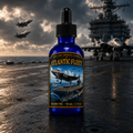 Atlantic Fleet Beard Oil bottle on an aircraft carrier deck